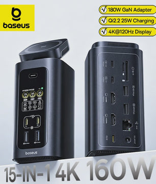 Baseus 15-in-1 USB-C Docking Station met 160W PD & 25W Draadloze Charger