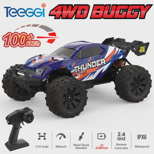 Teeggi 1/14 4WD RC Off-road Auto 100KM/H Borstelloze Motor 3S Snelheid Truck Drift Race Auto Speelgoed