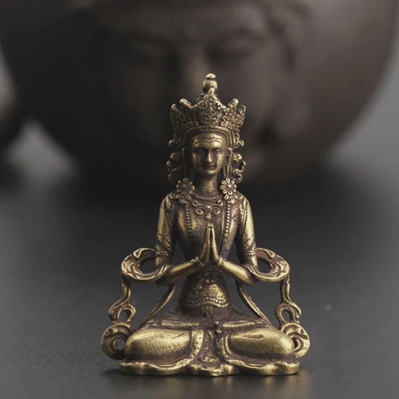 Retro Messing Boeddha Beeldje - Handgemaakt Zen Meditatie Decoratie