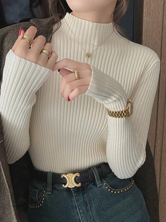 Chique Gebreide Turtleneck Trui voor Dames - Slim Fit, Lange Mouwen, Warm & Basic voor Herfst/Winter