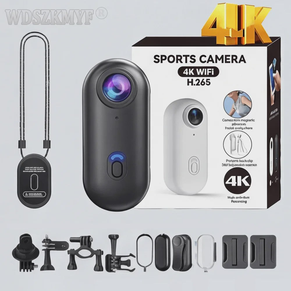 4K Mini Actiecamera met WiFi & Magnetische Bevestiging - Lichtgewicht POV Camera voor Motor, Fiets, Sport & Vlog