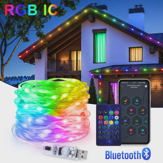 Slimme LED Kerstverlichting met Afstandsbediening & Bluetooth - USB Feestverlichting voor Binnen & Buiten