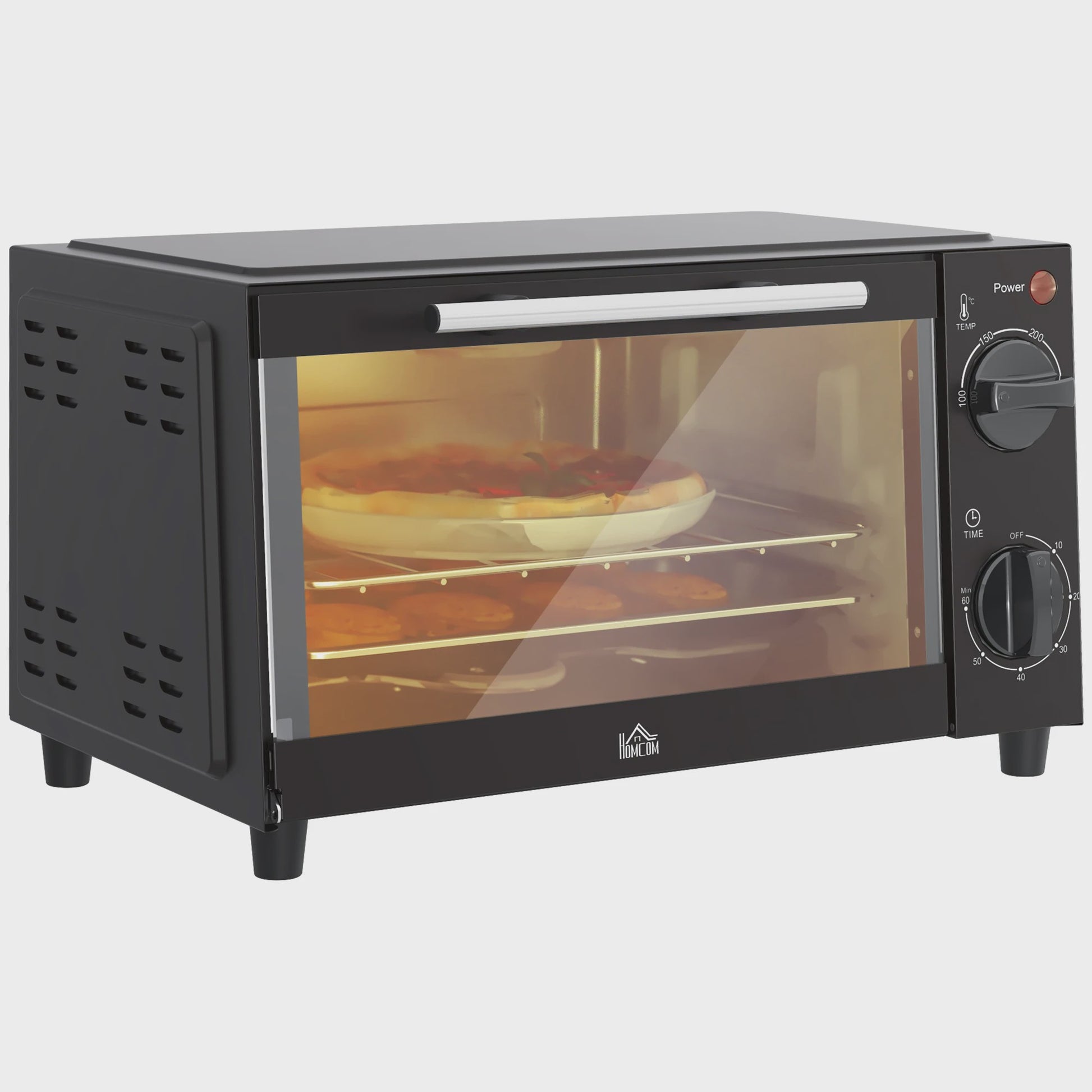 Homcom Mini Elektrische Oven 9L - Compacte Keukenoven met Timer & Temperatuurregeling