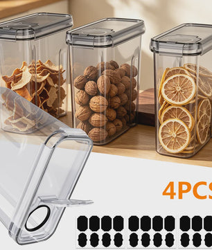 Set van 4 Transparante Voorraadcontainers voor Granen & Voedsel - 4L