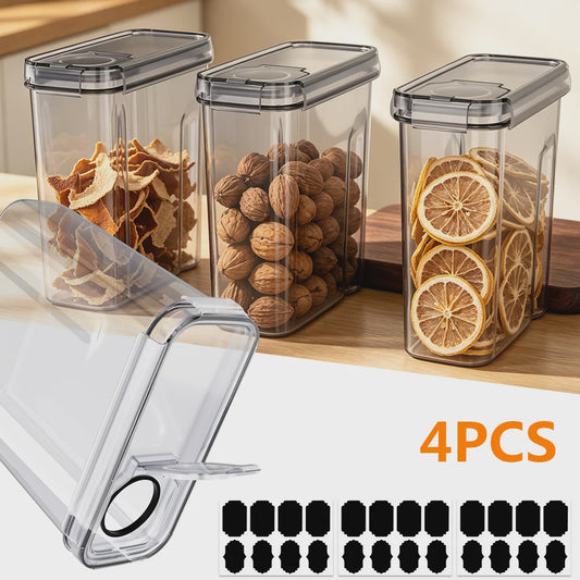 Set van 4 Transparante Voorraadcontainers voor Granen & Voedsel - 4L