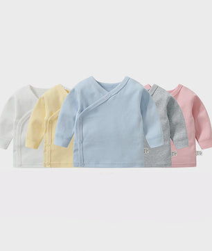 Newborn Baby Kimono Shirt Lange Mouw 100% Katoen - Makkelijk Aan & Uit