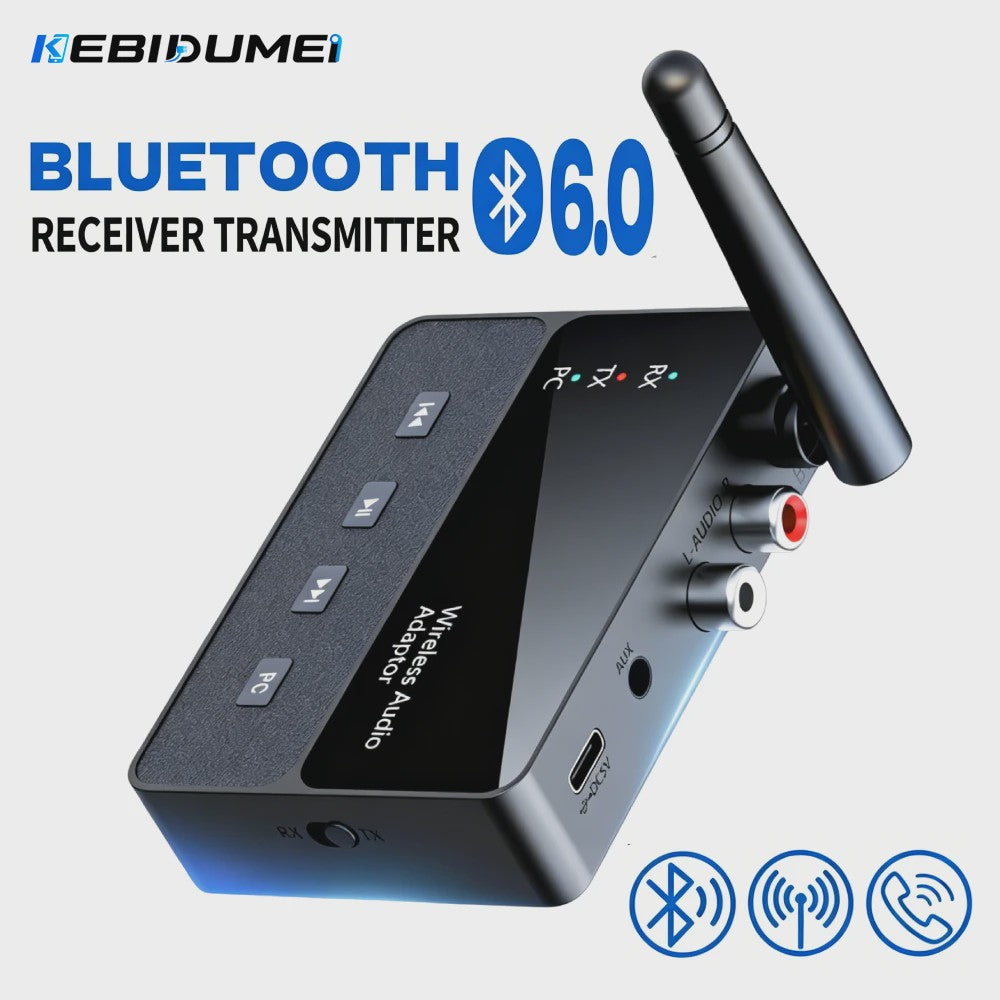 Bluetooth 6.0 Audio Adapter: Ontvanger & Zender met 3.5mm Aux/RCA