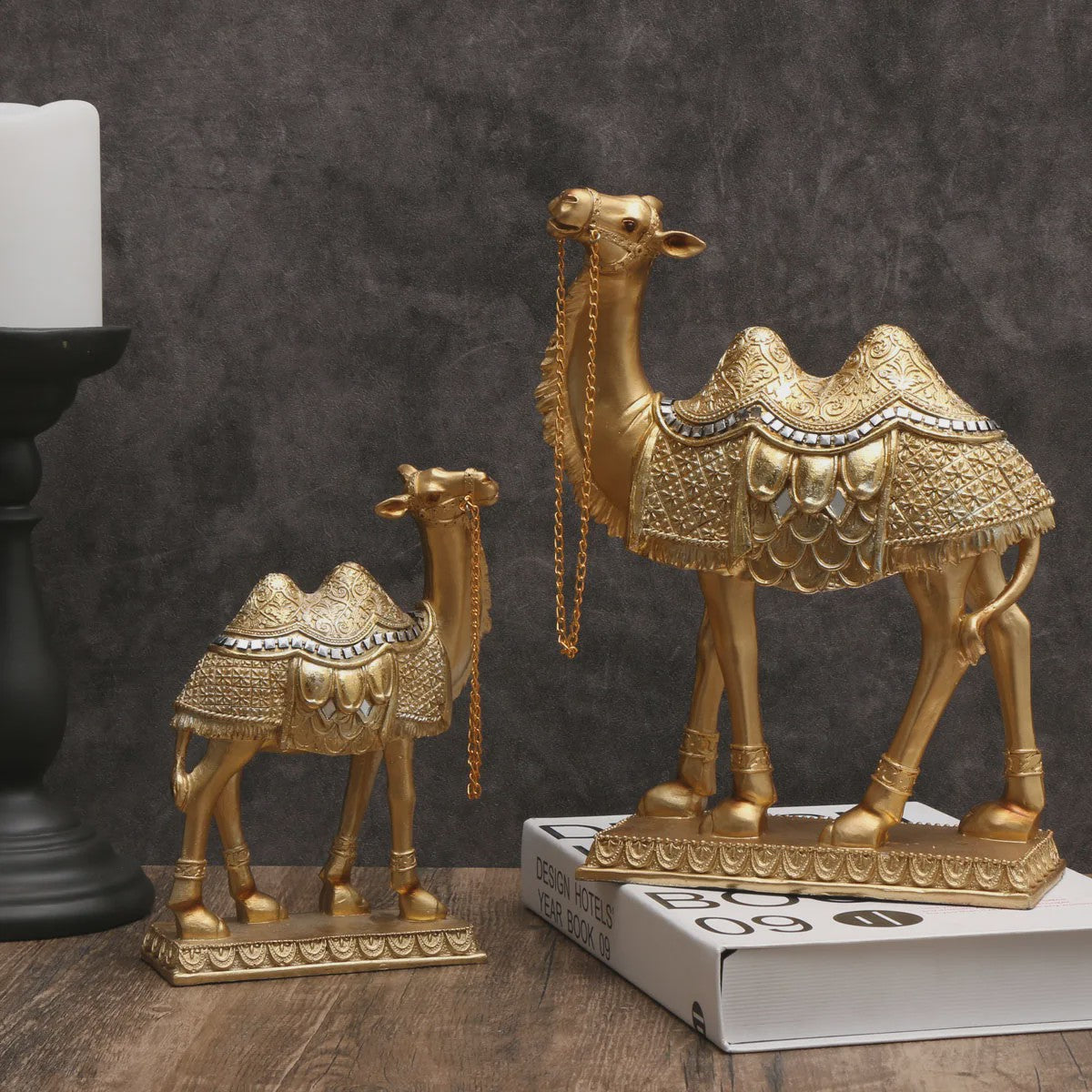 Luxe Gouden Camel Beeld - Decoratief Kunstobject voor Binnen