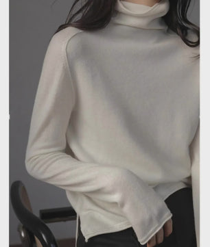 Casual all-fit Pile neck cashmere knitwear Women's Fall/Winter loose-fitting base sweater with turtleneck with cardigan