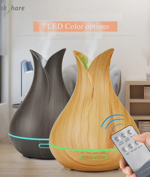 Aroma Diffuser met Houtnerf Design, 7 Kleuren LED en Afstandsbediening