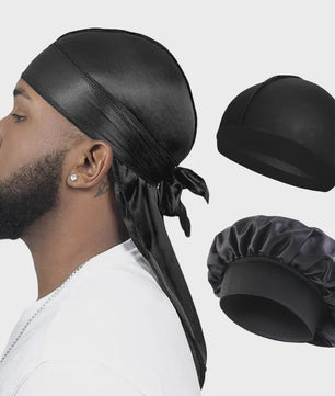 3-delige Set Zijdezachte Durags, Wave Caps & Satin Bonnets - Unisex