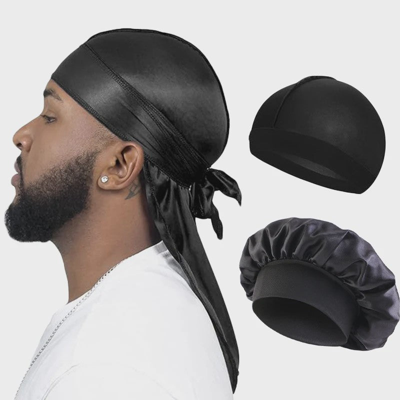 3-delige Set Zijdezachte Durags, Wave Caps & Satin Bonnets - Unisex