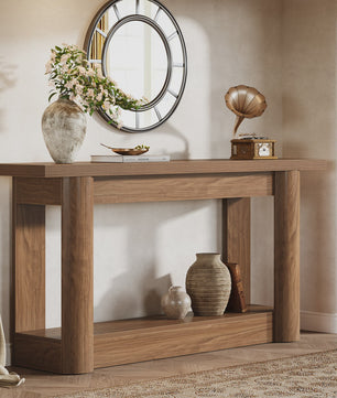 Tribesigns 160cm Farmhouse Console Tafel - Smal, Lang Dressoir voor Achter de Bank met 2 Lagen Opslag