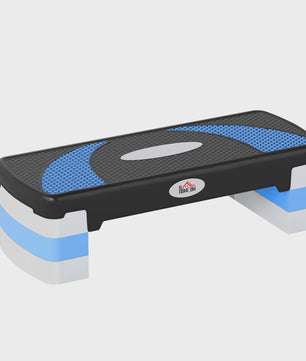 Aerobic Step Fitness Bank Verstelbare Hoogte (10-20 cm) - Antislip - 80x31x20 cm - Zwart/Blauw