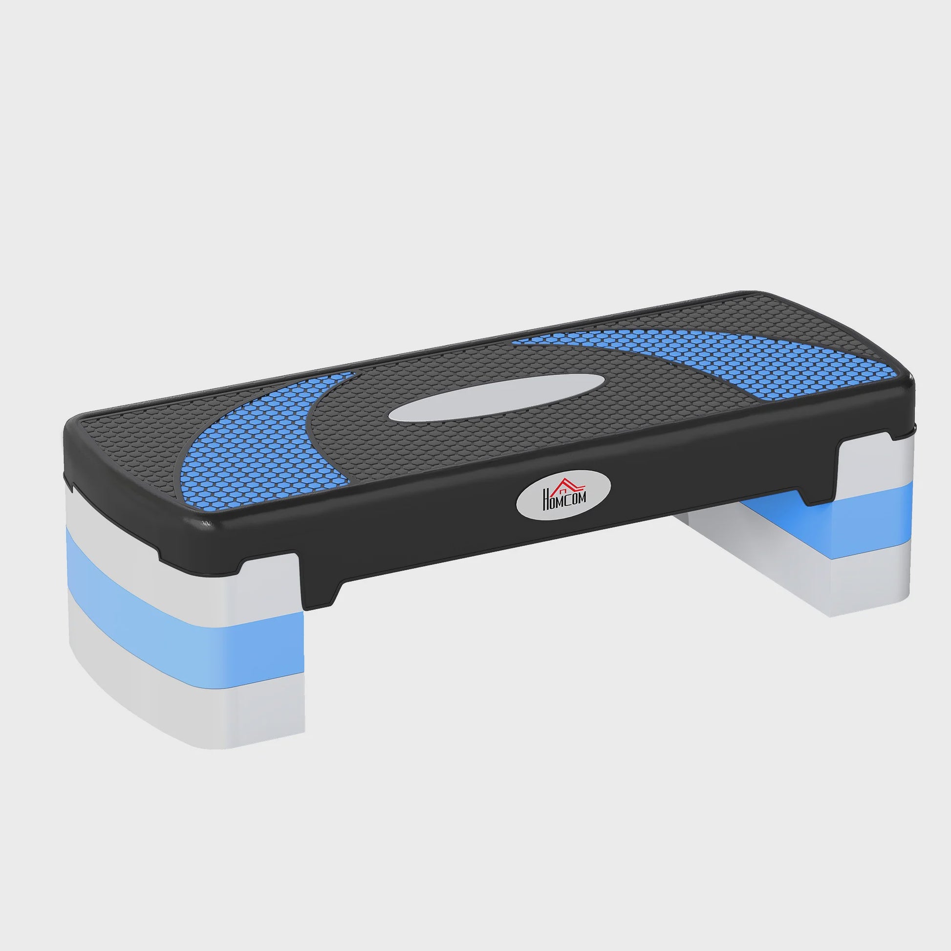 Aerobic Step Fitness Bank Verstelbare Hoogte (10-20 cm) - Antislip - 80x31x20 cm - Zwart/Blauw