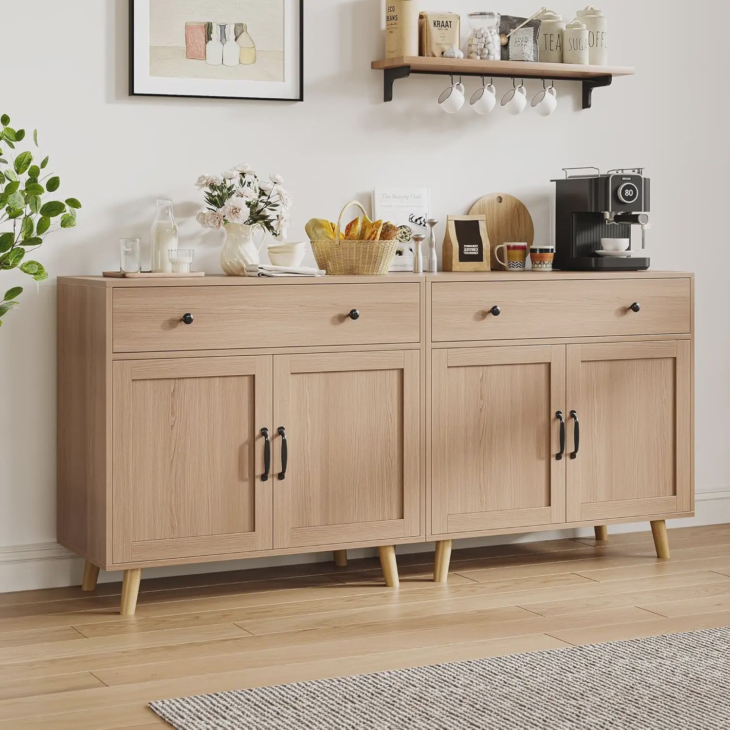 Veelzijdige Dressoir Kast met Lades en Planken - Stijlvolle Opbergoplossing voor Woonkamer, Slaapkamer of Kantoor