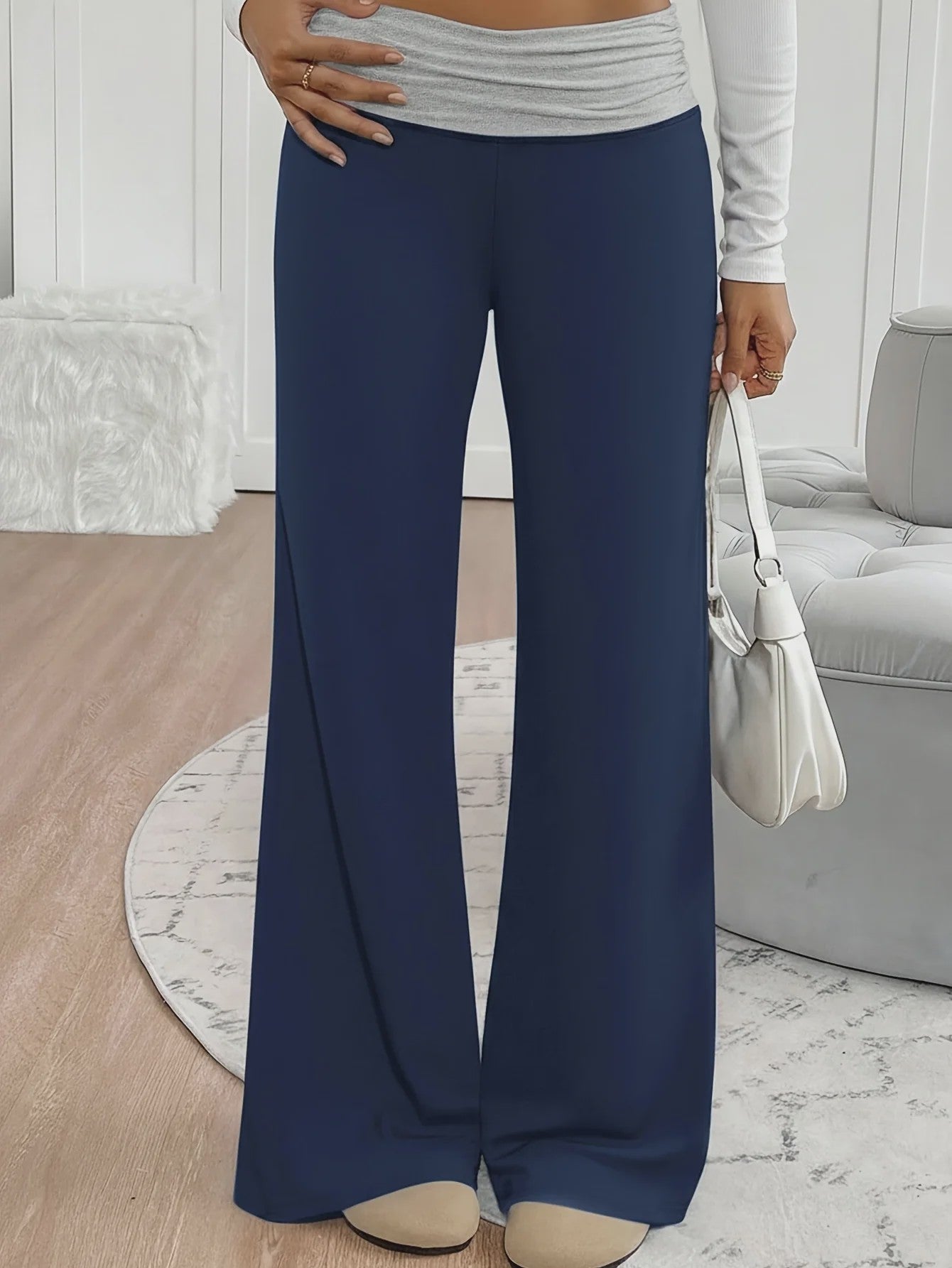 Casual Kleurblok Wijde Pijp Broek voor Meisjes (5-13 jaar) - Comfortabel & Stijlvol