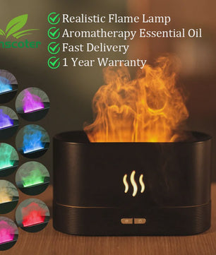 Vlam Effect Aroma Diffuser Luchtbevochtiger met LED Verlichting - Sfeervol & Rustgevend