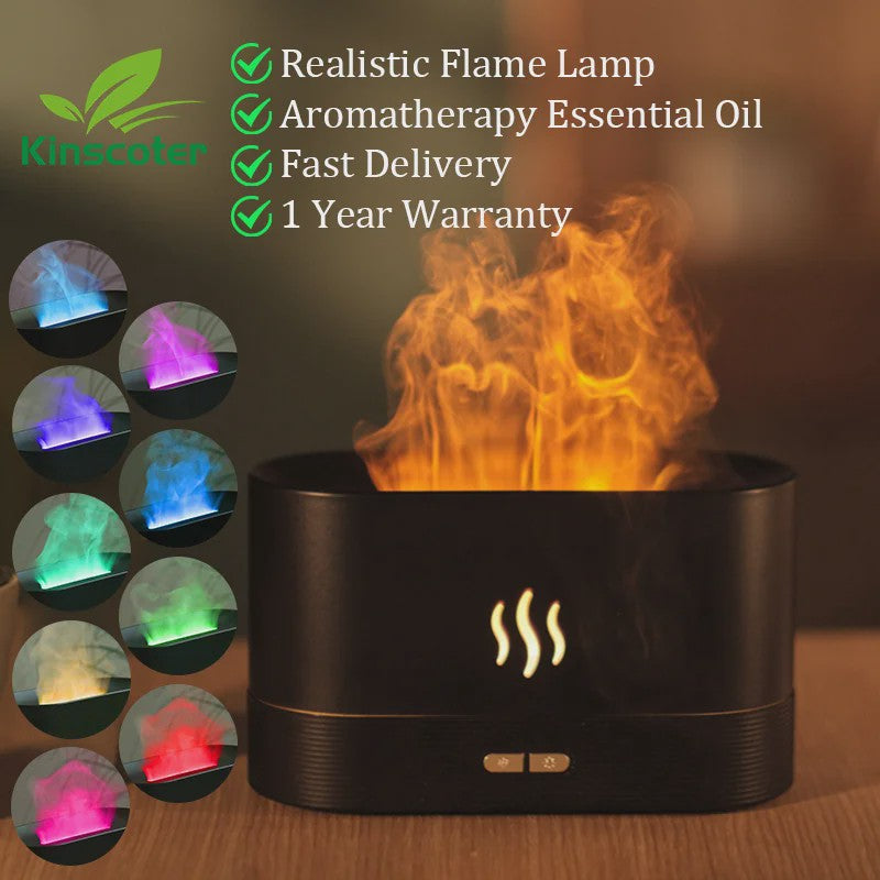 Vlam Effect Aroma Diffuser Luchtbevochtiger met LED Verlichting - Sfeervol & Rustgevend