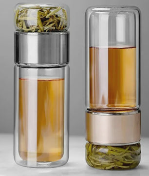 Dubbellaagse Glazen Theefles met Infuser - 420ml - Hittebestendig Borosilicaatglas