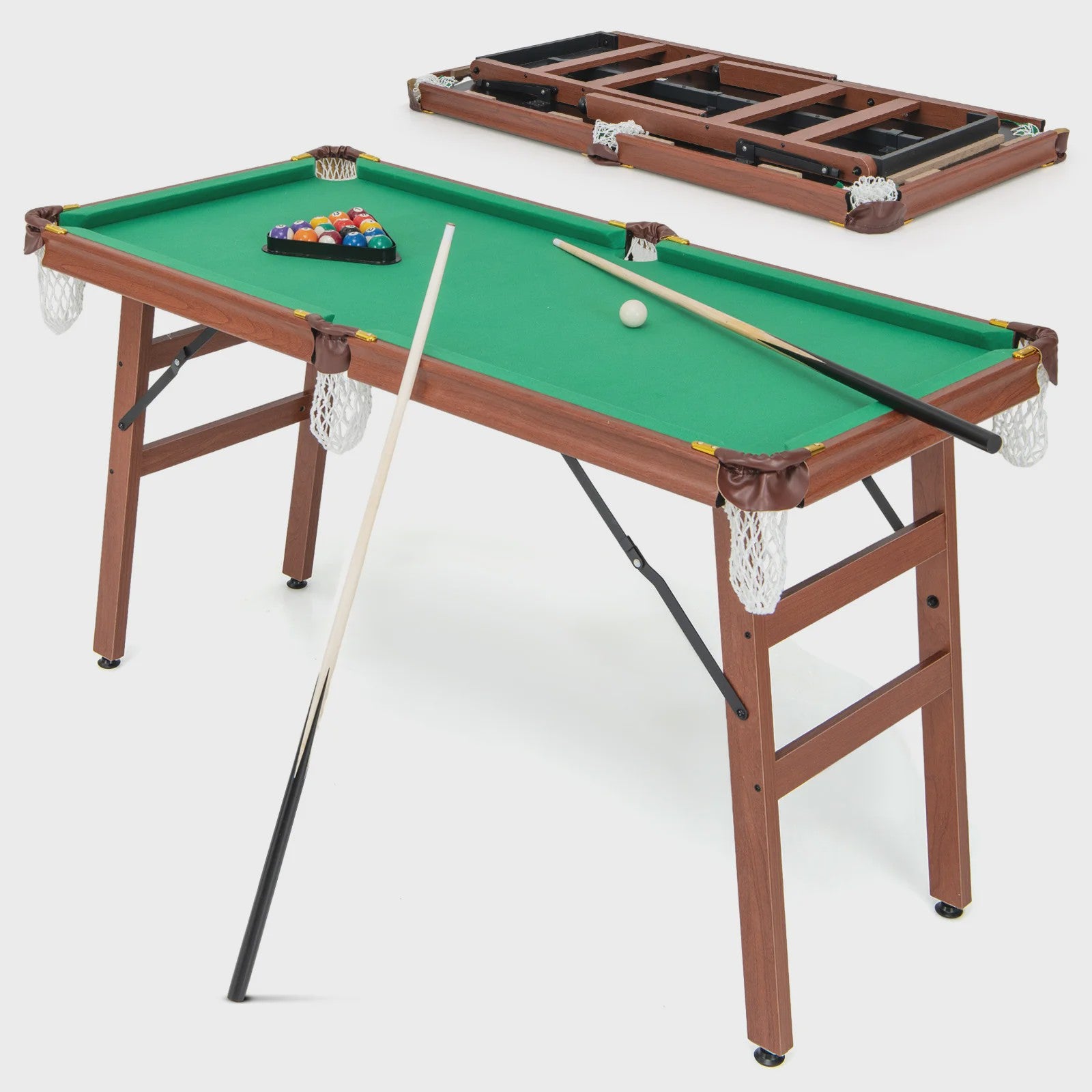 Opvouwbare Poolbiljart Tafel - Compleet met Keus, Ballen en Accessoires