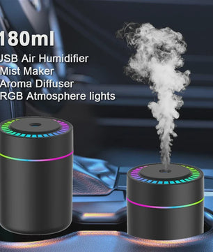 180ML Mini Luchtbevochtiger & Aroma Diffuser met USB en Sfeerverlichting - Ideaal voor Auto, Huis & Slaapkamer