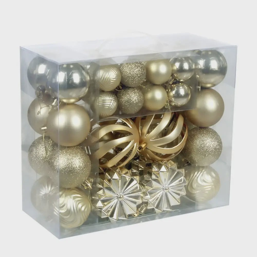48-delige Set Kerstballen Plastic - Effen Kleur & Diverse Maten (4/6/8cm) voor Kerstboom Decoratie