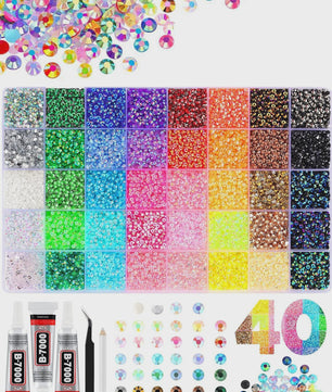 40 Kleuren Strass Steentjes Set 3mm - DIY Versier Kit voor Kleding, Nagels & Decoratie