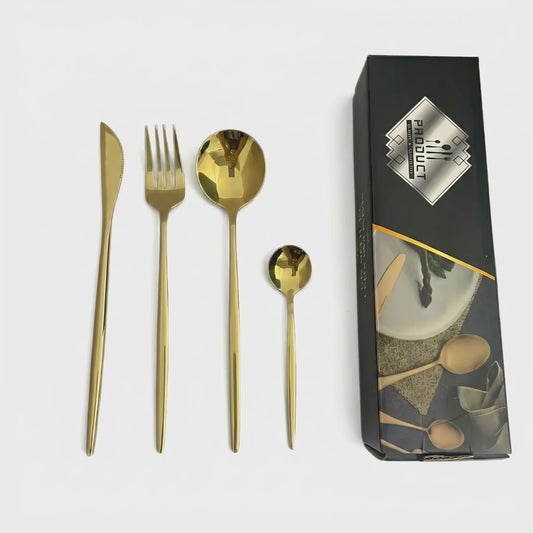 Gouden Bestekset 24 Delig - Luxe Stainless Steel Tafelbestek voor 6 Personen