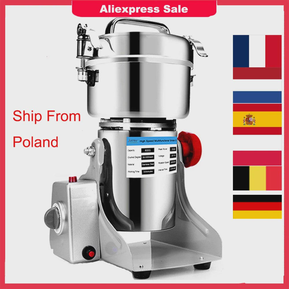 Krachtige 3000W Multifunctionele Grinder - 800g Capaciteit voor Kruiden, Koffiebonen, Granen en Meer