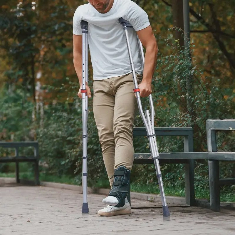 Set van 2 Verstelbare Aluminium Okselkrukken met Zachte Pads - Ideaal voor Volwassenen & Tieners na Blessure of Operatie