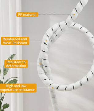 Flexibele Kabel Beschermhoes - Spiralen Kabelgoot voor Kabelmanagement (Zwart/Wit, 8-20mm)