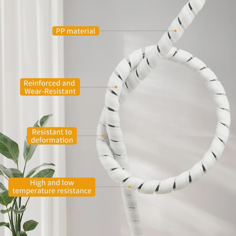 Flexibele Kabel Beschermhoes - Spiralen Kabelgoot voor Kabelmanagement (Zwart/Wit, 8-20mm)