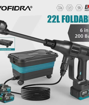 YOFIDRA 200 Bar Brushless Hogedruk Autowasser met 22L Emmer - Draadloos voor Makita 21V Accu