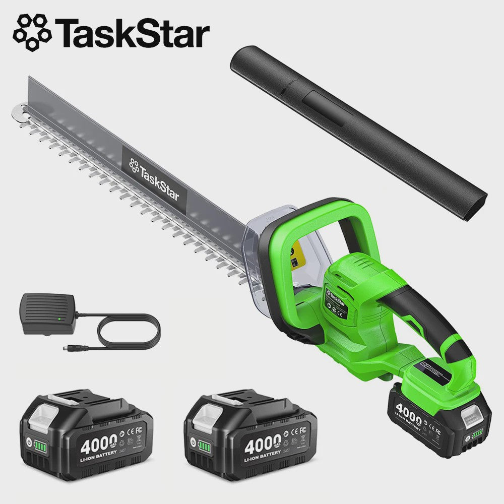 TaskStar Snoerloze Heggenschaar 55cm met Afvalverwijderaar & Dubbelwerkende Bladen