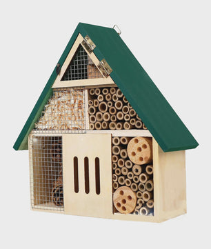 Houten Bijenhotel en Insectenhotel - Weerbestendig - Tuindecoratie voor Bijen, Lieveheersbeestjes en Vlinders