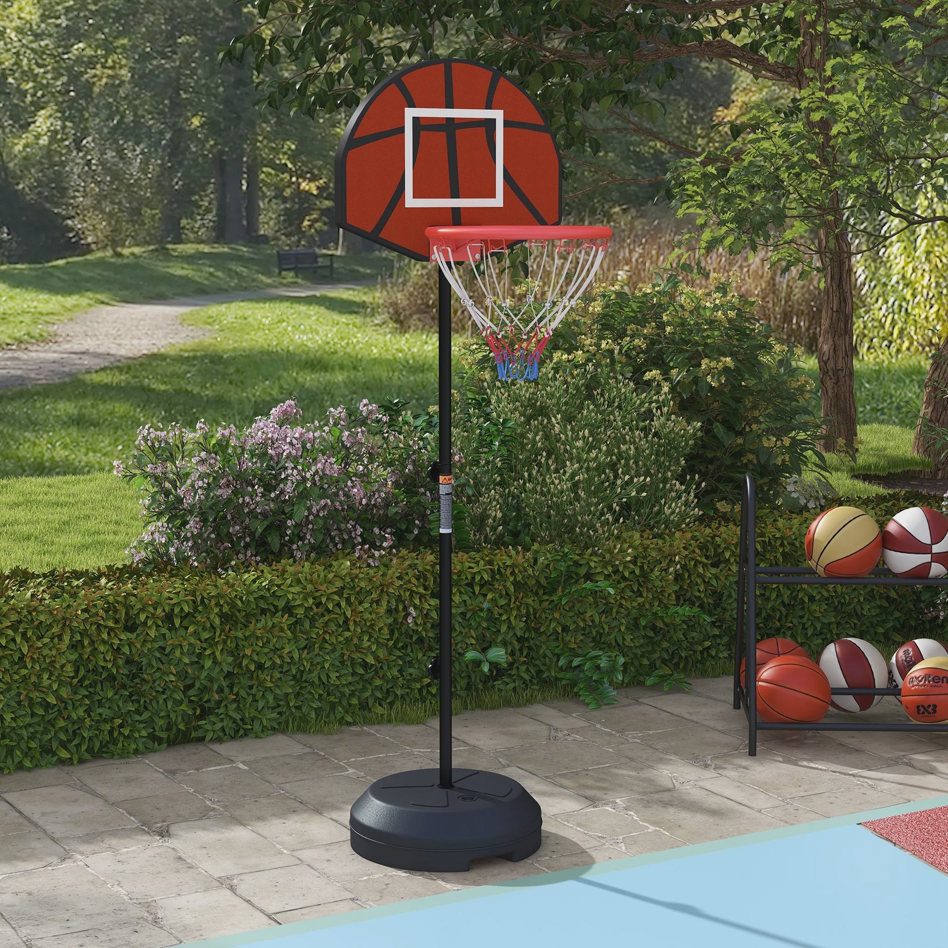 In hoogte verstelbare basketbalring met standaard en magnetisch dartbord - Indoor/Outdoor
