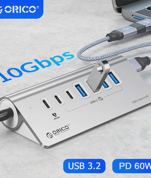 ORICO 10Gbps USB 3.2 Docking Station Hub met PD60W Opladen en 4/7 Poorten