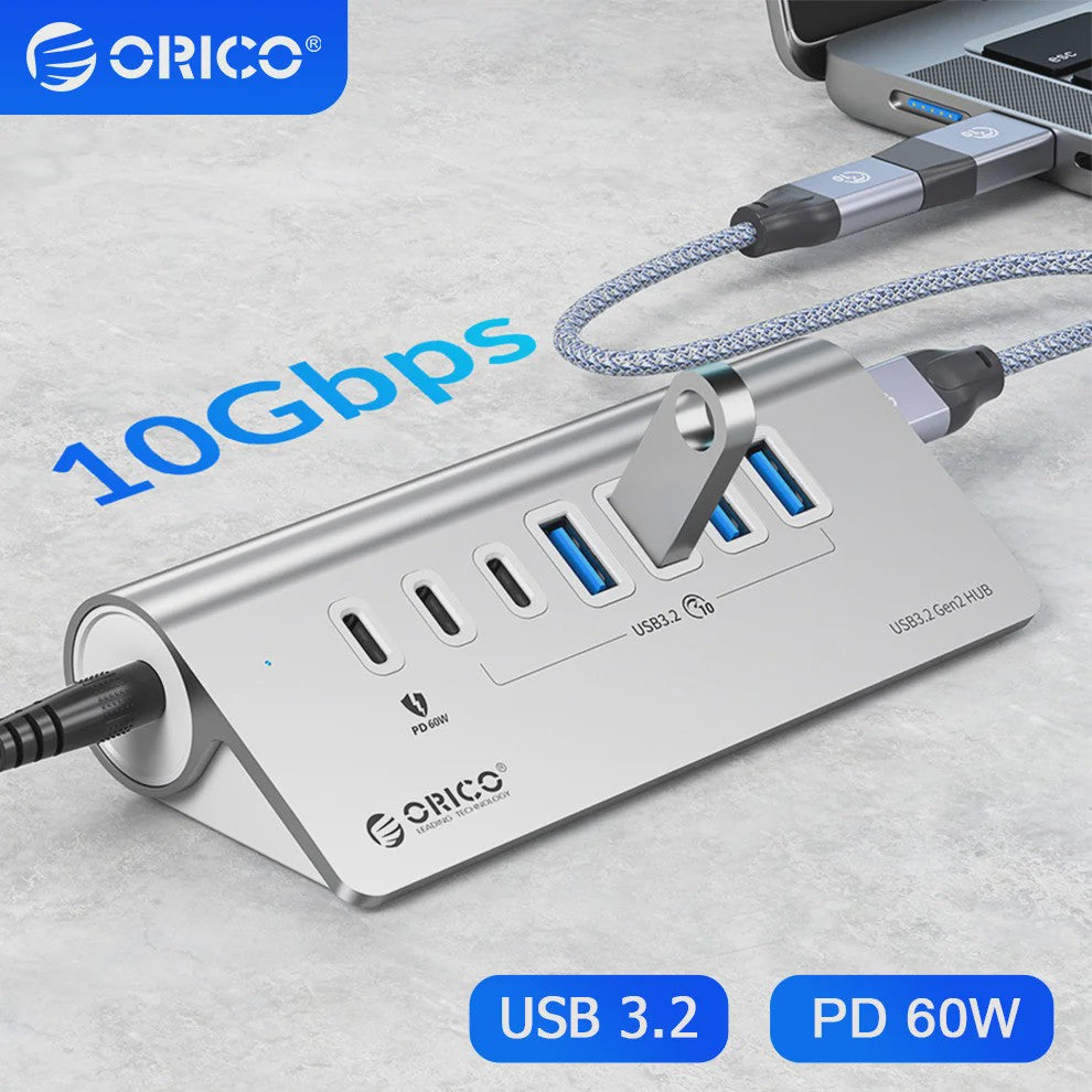 ORICO 10Gbps USB 3.2 Docking Station Hub met PD60W Opladen en 4/7 Poorten