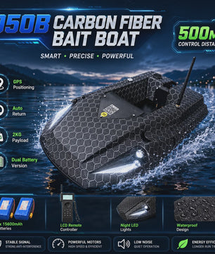D50B Carbon Fiber GPS Voerboot met Dubbele 15600mAh Batterij - Krachtige RC Visboot