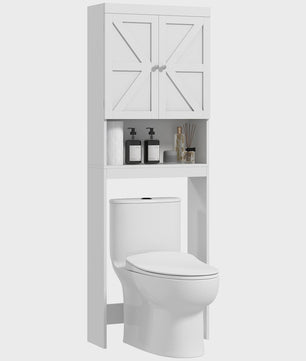 HOMCOM Bovenkast Badkamer Wit - Ruime Opbergkast met 2 Deuren en Plank