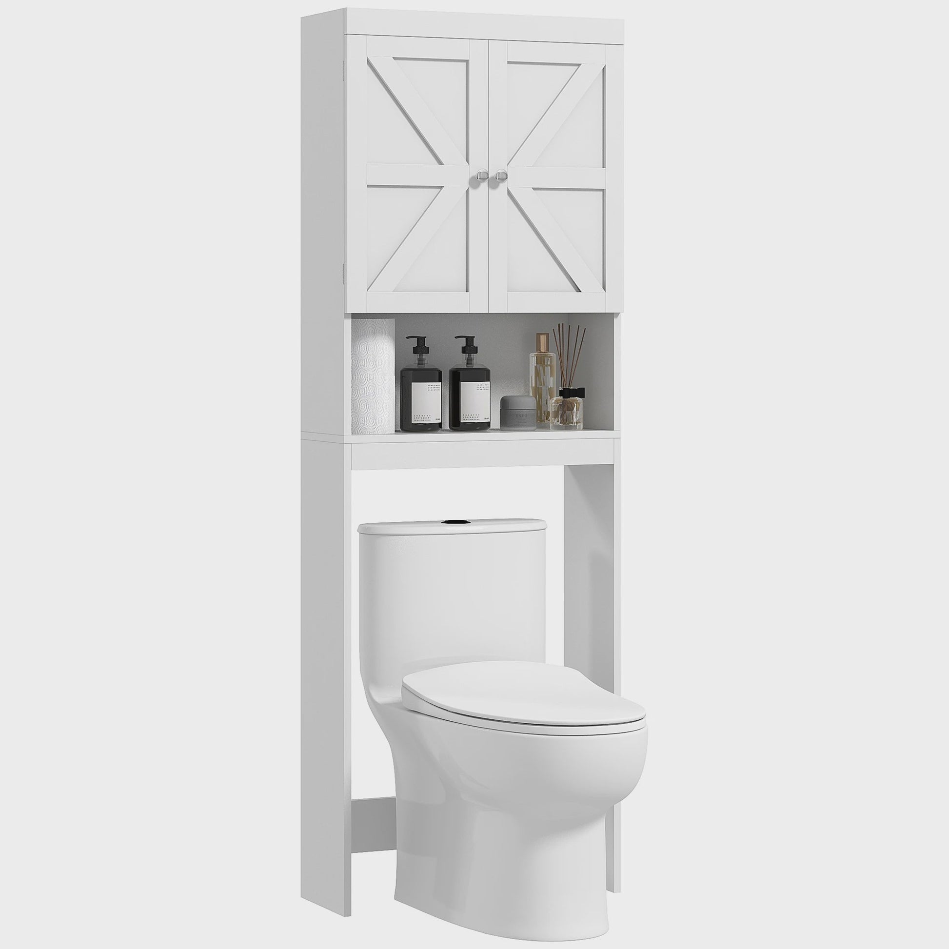 HOMCOM Bovenkast Badkamer Wit - Ruime Opbergkast met 2 Deuren en Plank