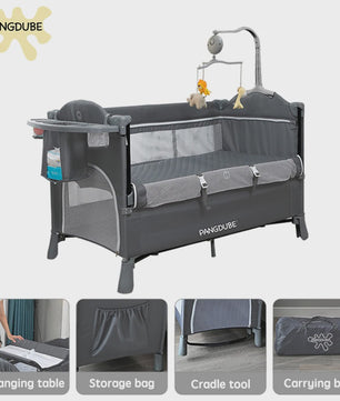 PANGDUBE 4-in-1 Multifunctioneel Babybed: Wieg, Speelbox, Commode & Meer (0-3 jaar) - Inklapbaar & Draagbaar