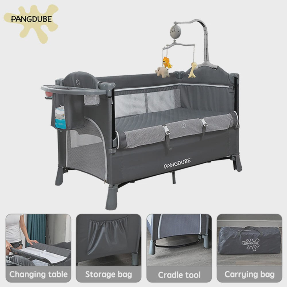 PANGDUBE 4-in-1 Multifunctioneel Babybed: Wieg, Speelbox, Commode & Meer (0-3 jaar) - Inklapbaar & Draagbaar