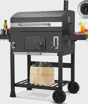 XXL Barbecue Smoker Trolley met Wielen, Thermometer en RVS Handvat