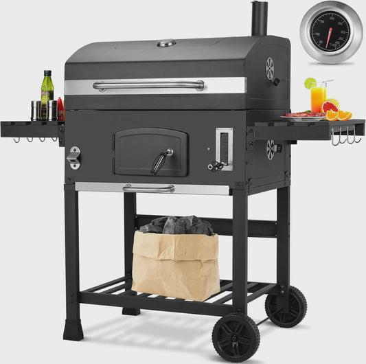 XXL Barbecue Smoker Trolley met Wielen, Thermometer en RVS Handvat