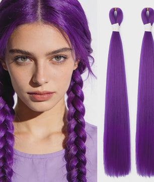 2x Paarse Jumbo Braids Haarverlenging - 26 Inch Synthetisch Yaki Vlecht Haar