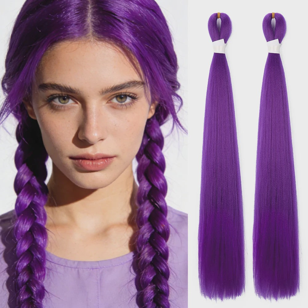 2x Paarse Jumbo Braids Haarverlenging - 26 Inch Synthetisch Yaki Vlecht Haar