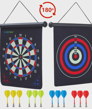 Dubbelzijdig Magnetisch Dartbord 15 Inch met 12 Darts & Haak - Plezier voor Feestjes en Spelletjes