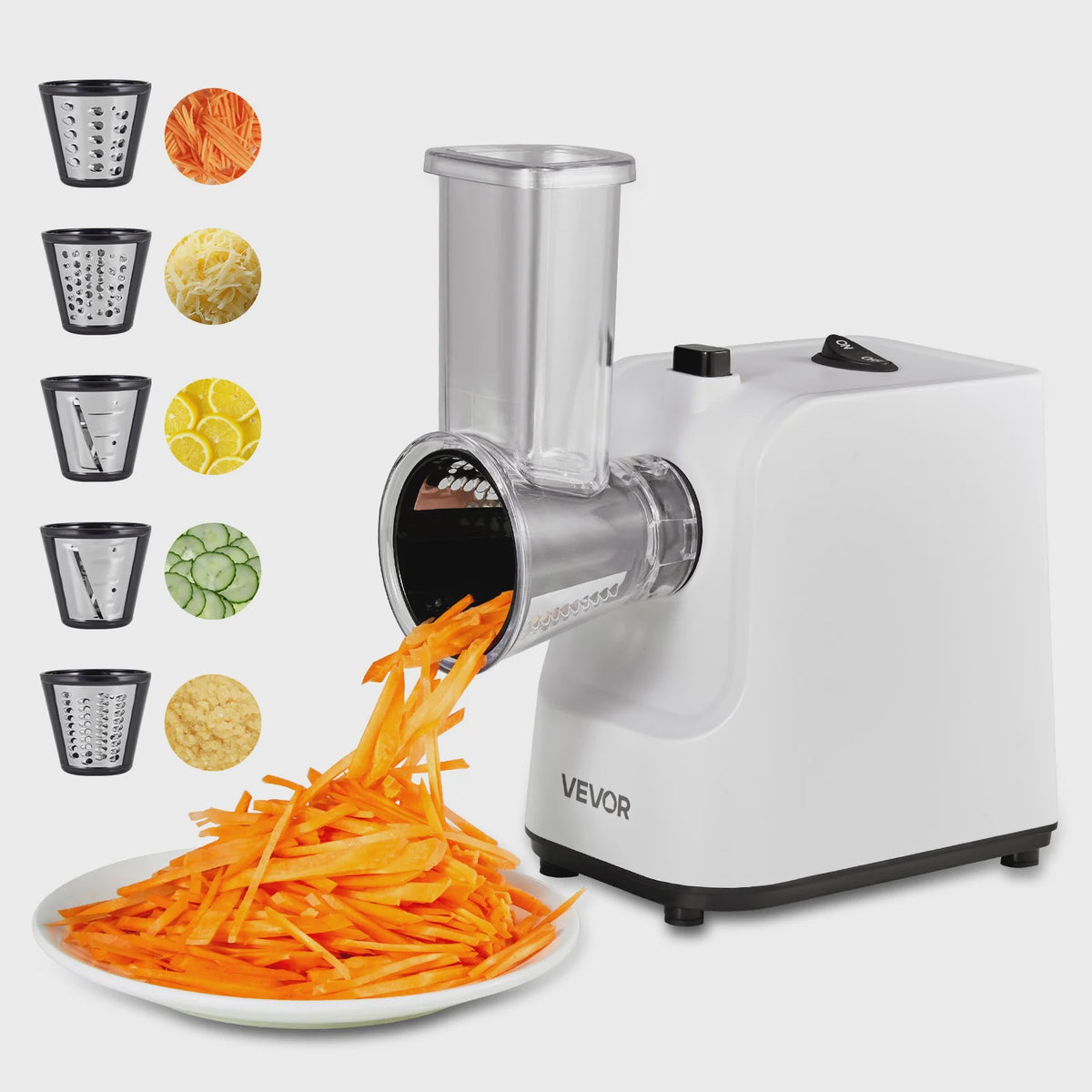 Elektrische Groentesnijder & Salade Maker 200W met 5 Opzetstukken